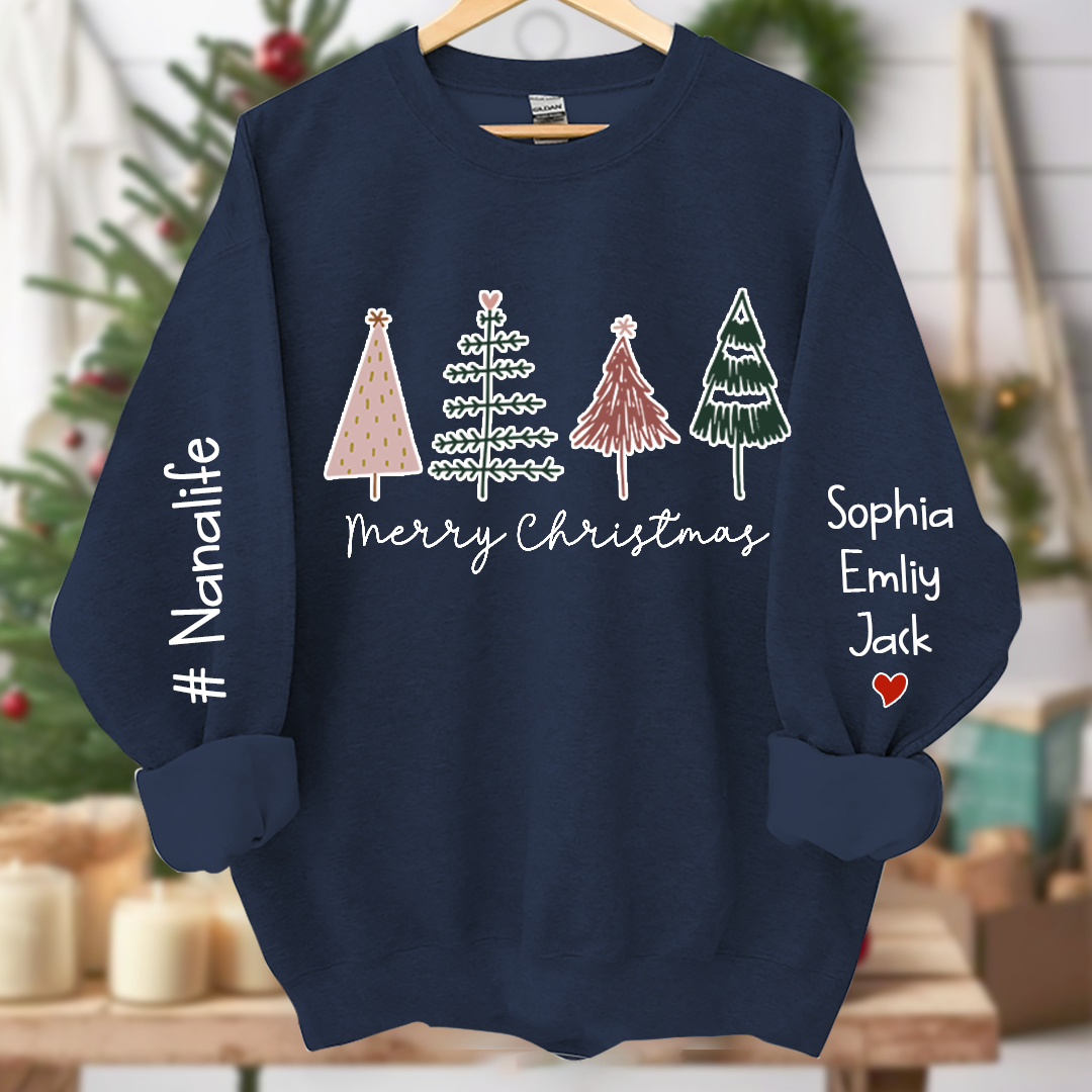Tree Merry Christmas Nanalife Christmas and Grandkids Sweatshirt