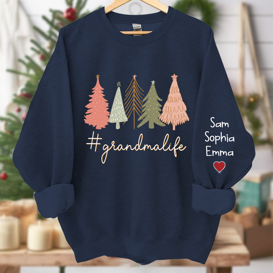 Christmas Tree Custom Grandmalife And Kids Merry Christmas, Grandma Gift Sweatshirt