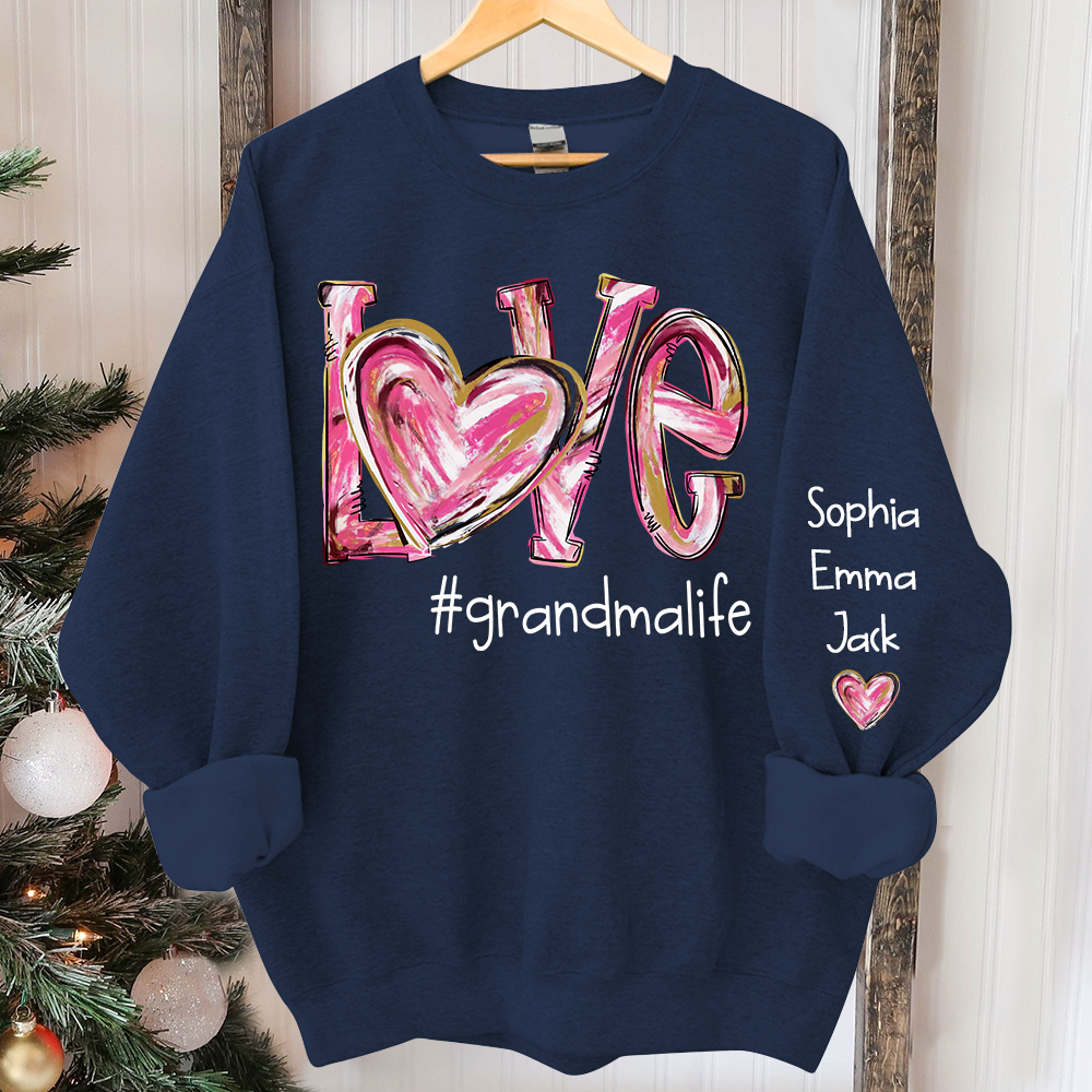 Love grandmalife pink color Christmas And Grandkids Sweatshirt