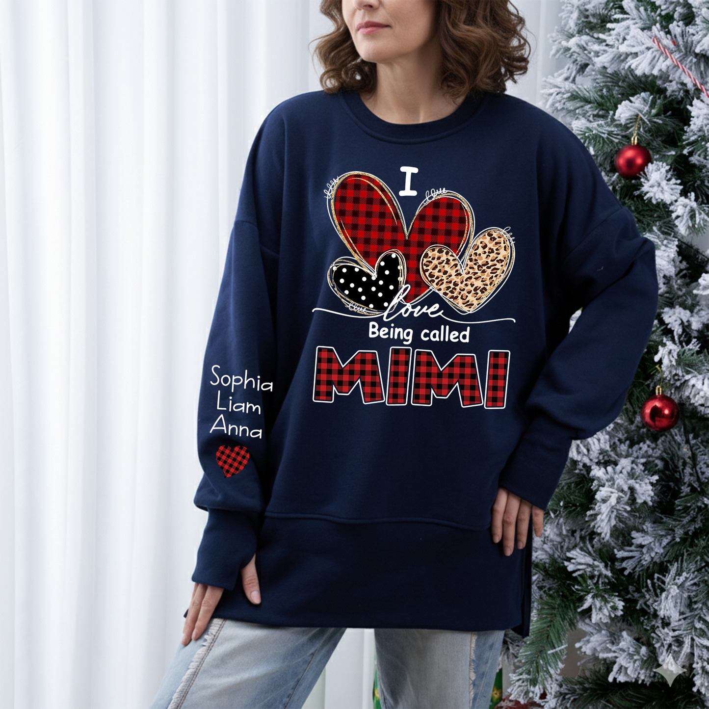 I Love Being Calling Mimi Oversized Sweatshirt, Personalized Grandma Shirt with Kids Names