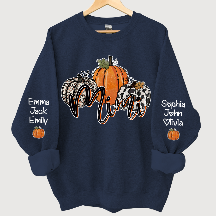 Personalized Mimi, Grandma Pumpkins Autumn And Grandkids CL01 Sweatshirt