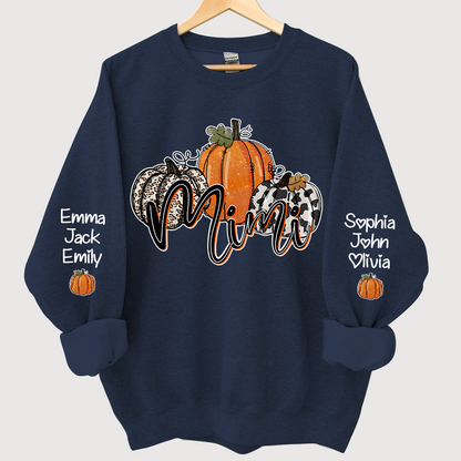 Personalized Mimi, Grandma Pumpkins Autumn And Grandkids CL01 Sweatshirt