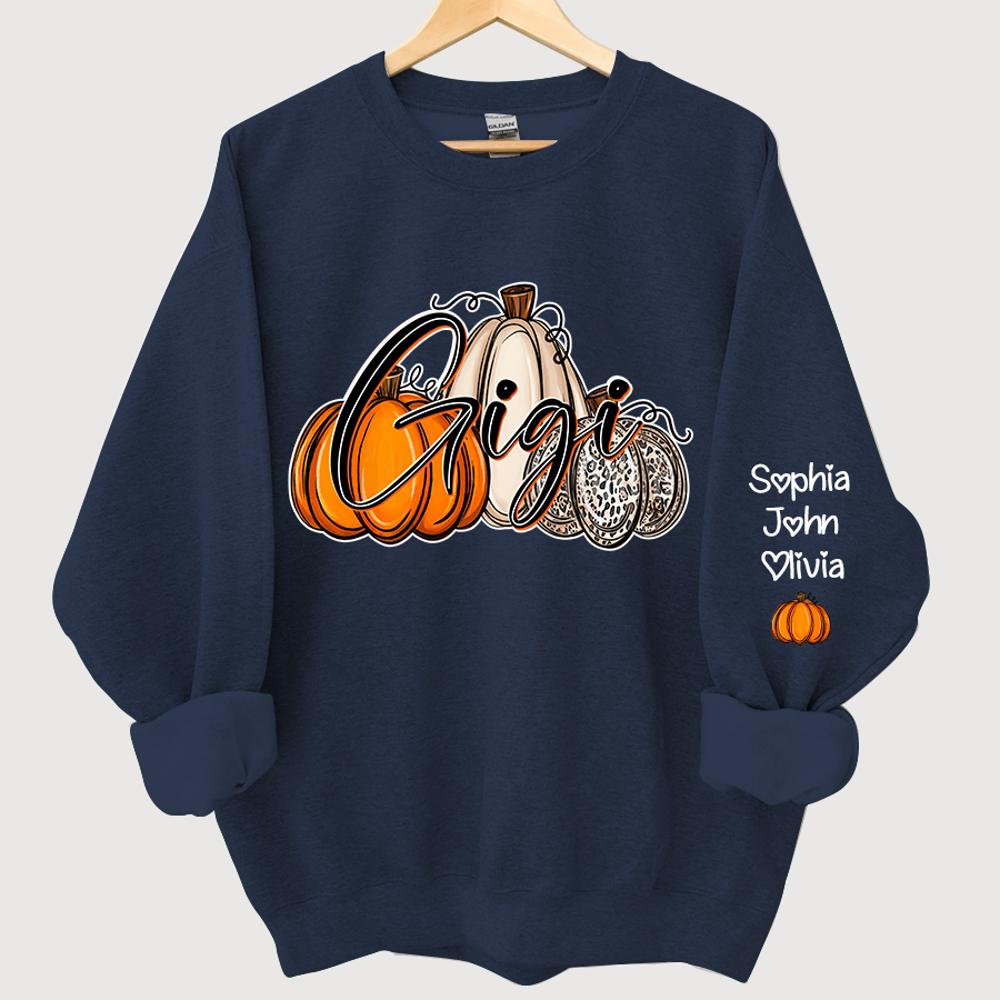 Personalized Gigi, Grandma Pumpkins Autumn And Grandkids Sweatshirt