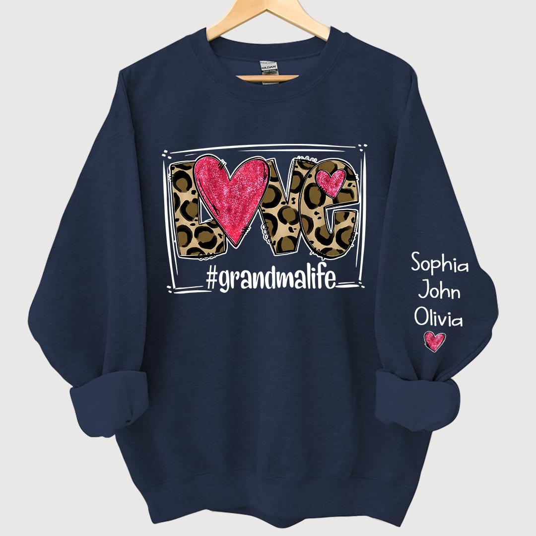 Love Grandmalife Leopard glitter And Grandkids Sweatshirt