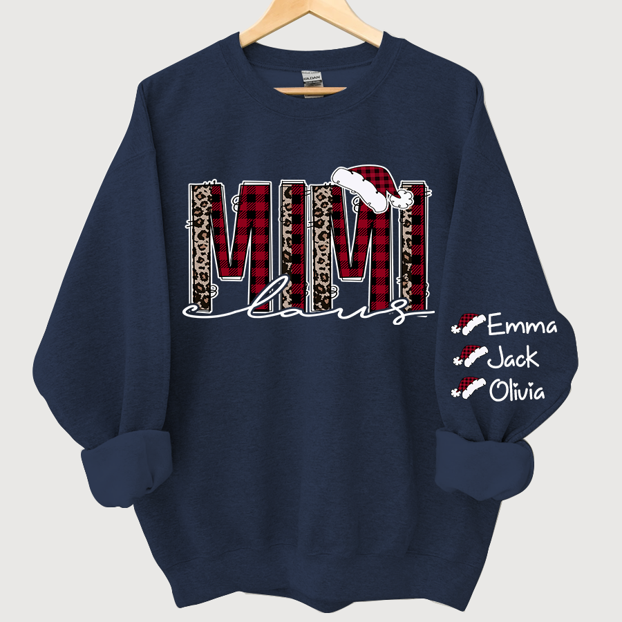 Personalized Mimi Claus Christmas And Grandkids Sweatshirt