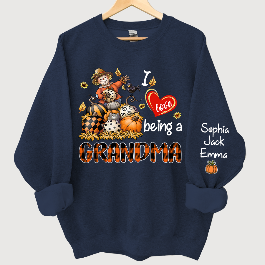 I Love Being A Grandma Pumpkin And Grandkids Autumn Sweatshirt