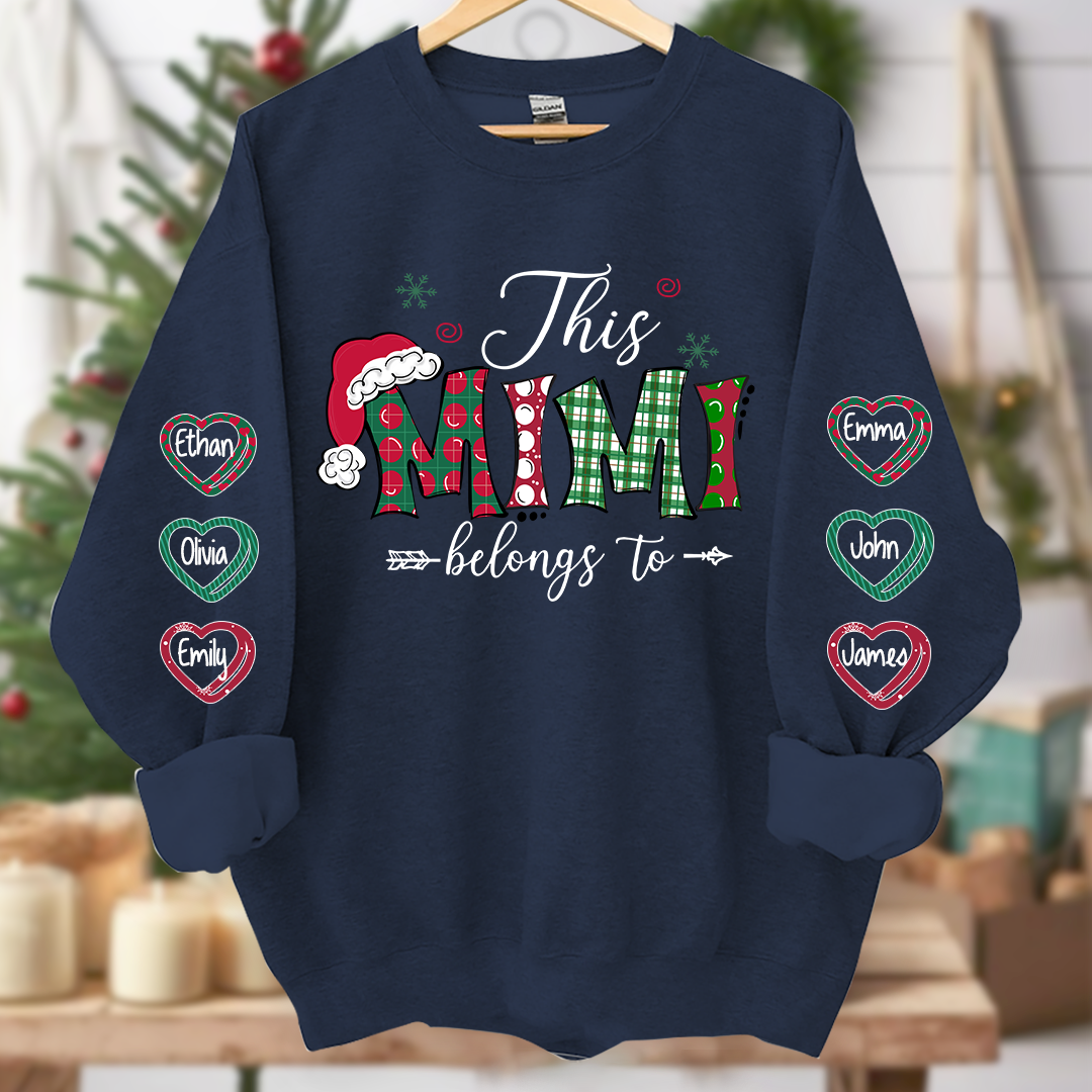 This Mimi belongs to merry christmas And Grandkids Name Sweatshirt