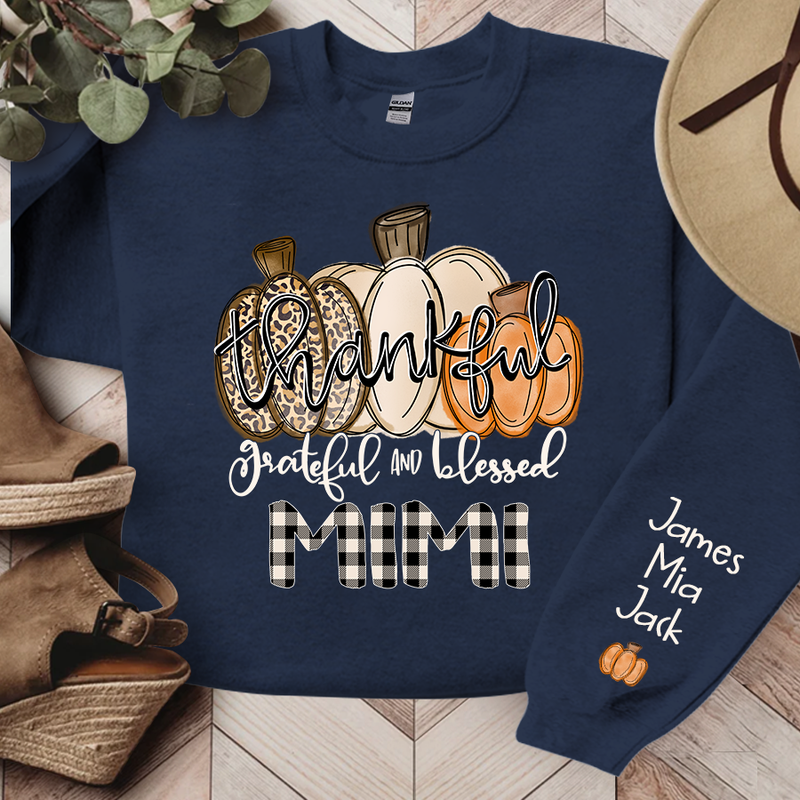 Thankful Grateful And Blessed Grandma Pumpkin Fall Sweatshirt