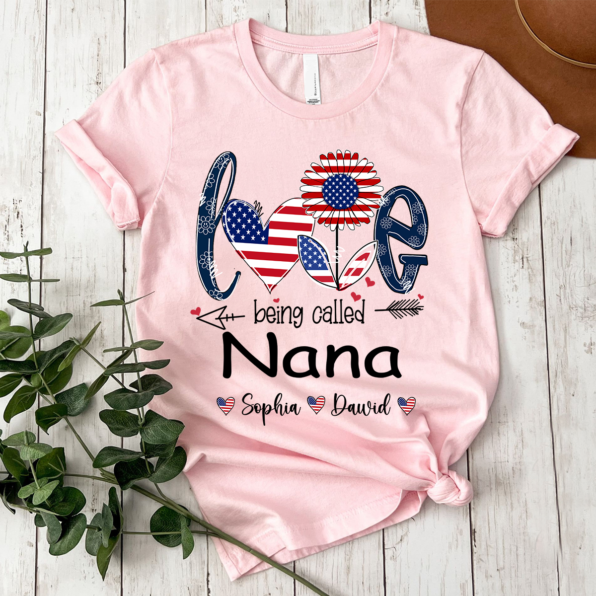 Custom Love Being Grandma USA Shirt, Personalized Nickname And Grandkids