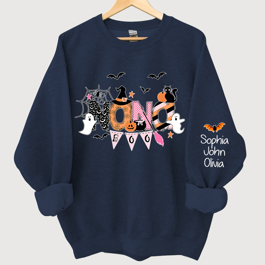 Personalized Nana Halloween Doodle Alphabet Witch Ghost Pumpkin Bat Sweatshirt