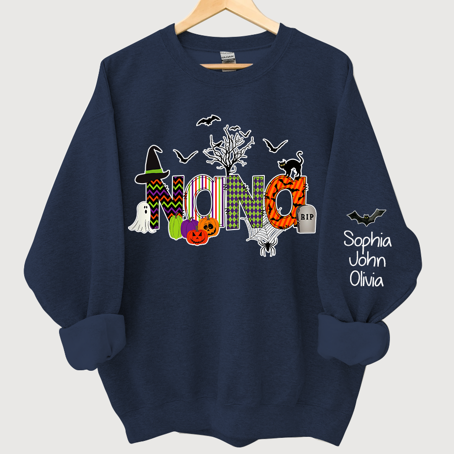 Personalized Halloween Doodle Alphabet Nana Grandma Grandkids Sweatshirt