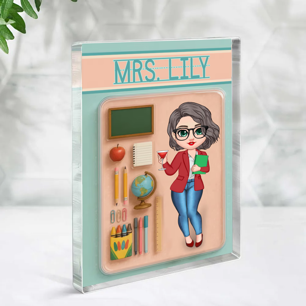 Effect Teacher Action Figure Pack Packaging Personalized Flat Rectangle Acrylic Block