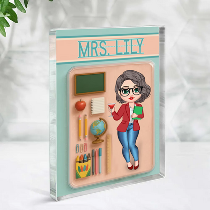 Effect Teacher Action Figure Pack Packaging Personalized Flat Rectangle Acrylic Block
