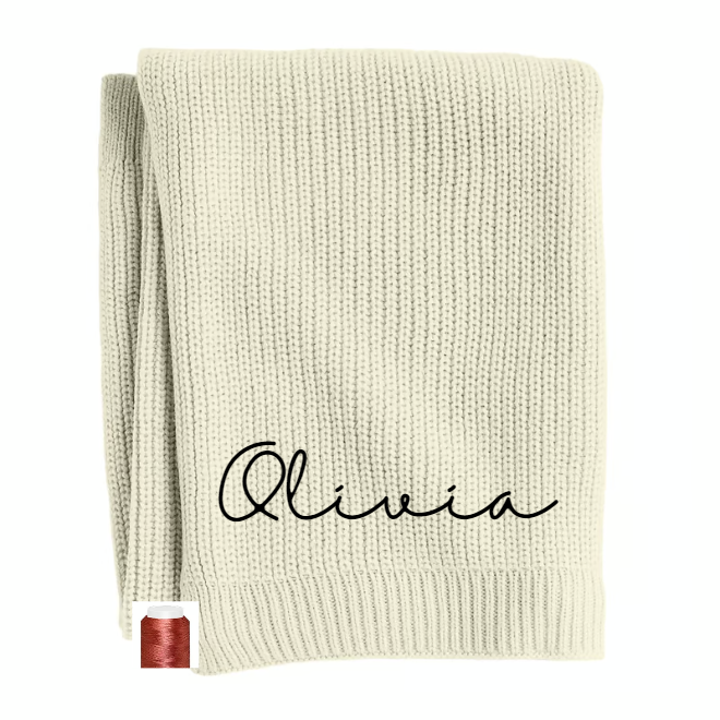 Custom Nickname Embroidery Baby Knit Blanket  Embroidery Baby Knit Blanket