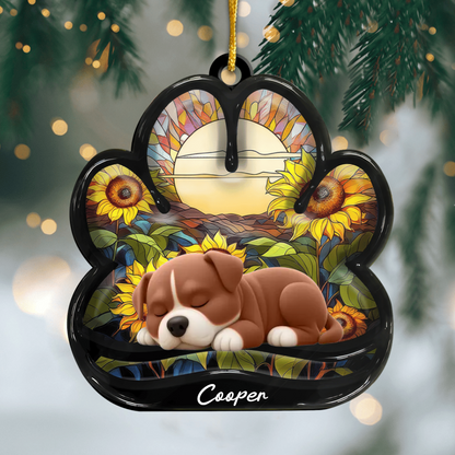 Custom American Staffordshire Terrier Pawprint Acrylic Ornament – Personalized Pet Memorial Keepsake for Christmas Ornament