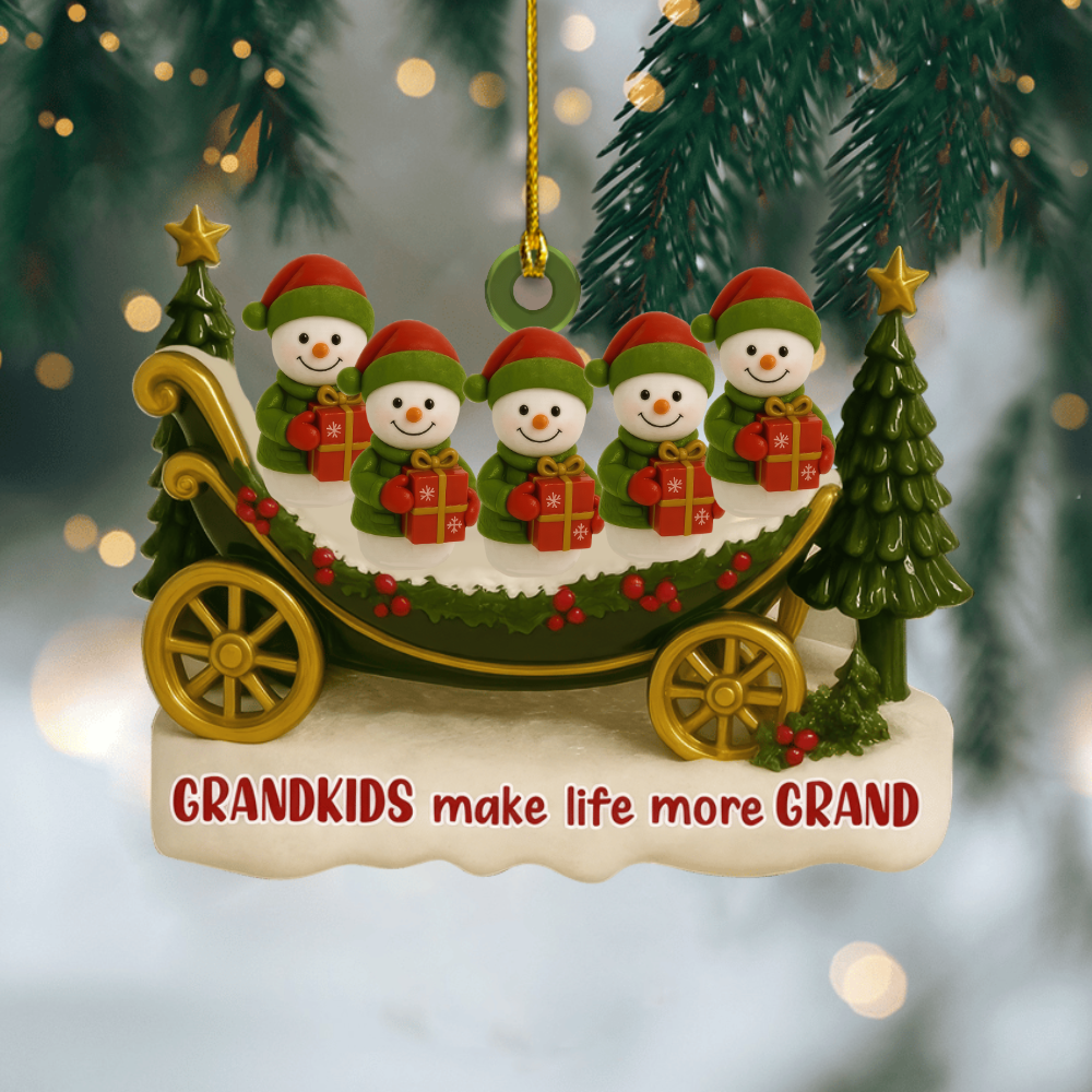 Personalized Grandkids Make Life More Grand Ornament – Custom Sleigh Christmas Gift for Grandparents Ornament