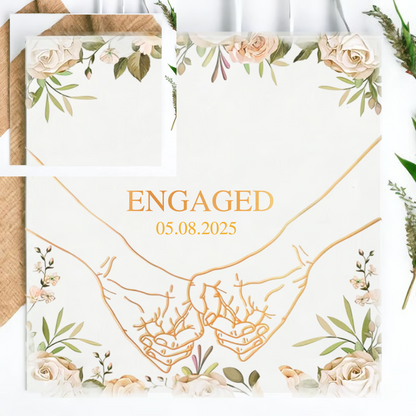 Personalized Engagement Napkins with Holding Hands & Names – Custom Date Napkinds