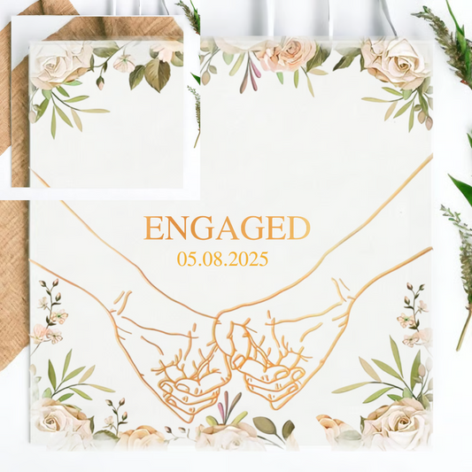 Personalized Engagement Napkins with Holding Hands & Names – Custom Date Napkinds