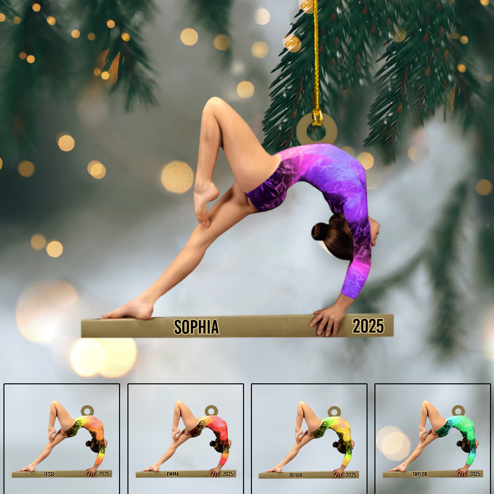 Personalized Gymnastics Ornament 2025 – Custom Name and Year Christmas Decoration for Gymnasts and Coaches Ornament