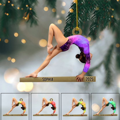 Personalized Gymnastics Ornament 2025 – Custom Name and Year Christmas Decoration for Gymnasts and Coaches Ornament