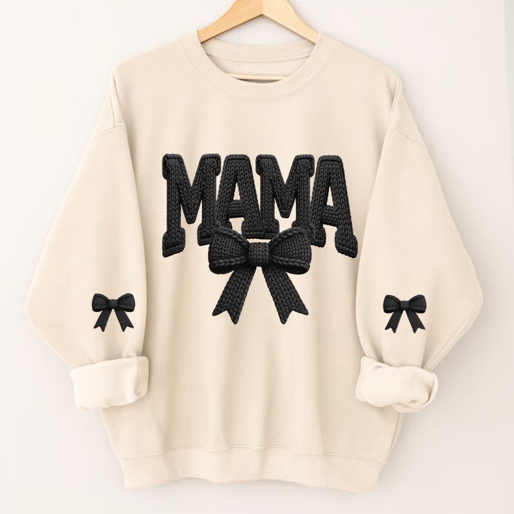 Personalized Mama Nana Mimi and Grandkids Latch Hook Yarn Faux Style Print Sweatshirt