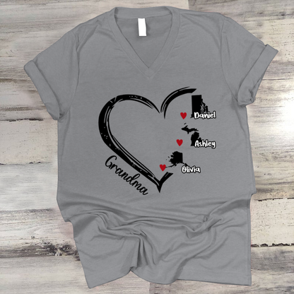 Grandma And Kids Personalized United States Map CTH01