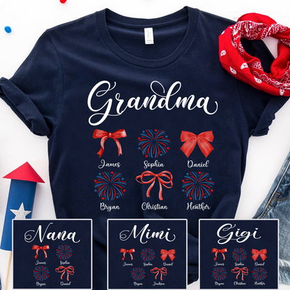 Grandma 4th Of July With Grandkids Bow Fireworks TH