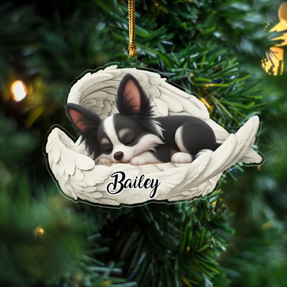 Custom Papillon Angel Ornament – Personalized Sleeping Dog Christmas Gift for Dog Lovers, Pet Memorial Tree Decoration Ornament