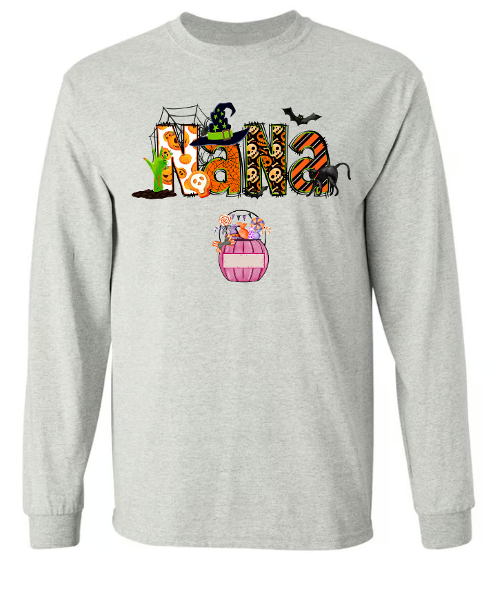 Nana Halloween Candy Bucket Shirt, Custom Grandma With Kids, Grandma Gift TH