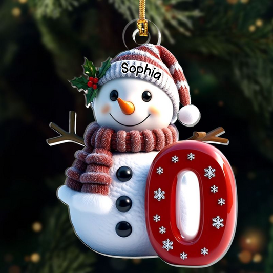 Snowman Initial Personalized Acrylic Ornament – Custom Letter Christmas Decoration & Gift for Family and Friends Ornament