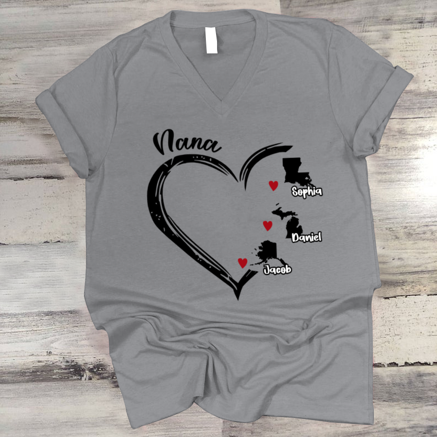 United States Map Nana And Kids Custom Name CTH01