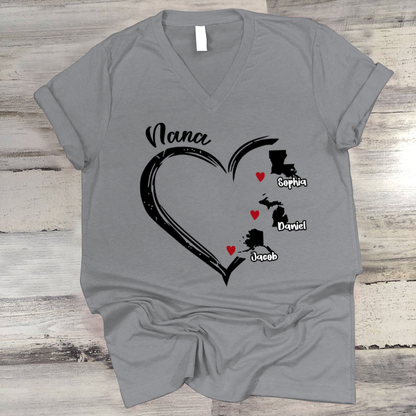 United States Map Nana And Kids Custom Name CTH01