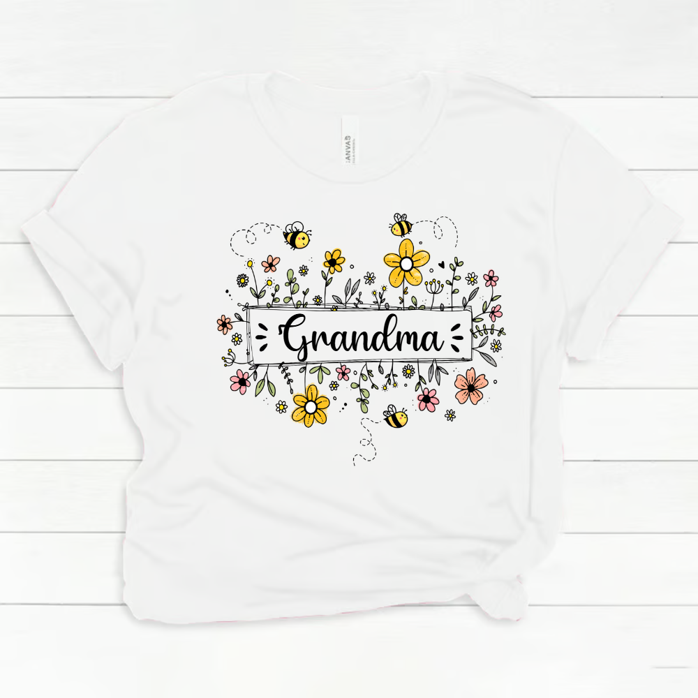 Personalized Grandma Flower Bee And Grandkids Custom Names