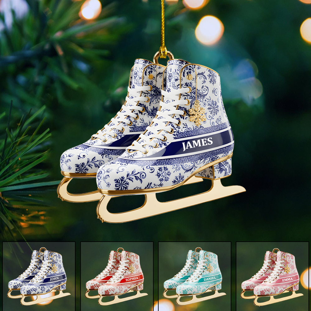 Personalized Ice Skates Ornament – Custom Name Christmas Decor for Skaters & Winter Sports Lovers Ornament