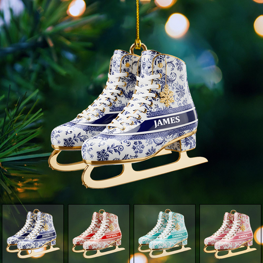 Personalized Ice Skates Ornament – Custom Name Christmas Decor for Skaters & Winter Sports Lovers Ornament