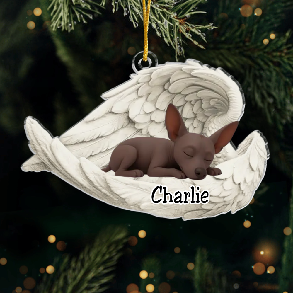 Custom Mexican Hairless Dog Angel Ornament – Personalized Sleeping Dog Christmas Gift for Dog Lovers, Pet Memorial Tree Decoration Ornament