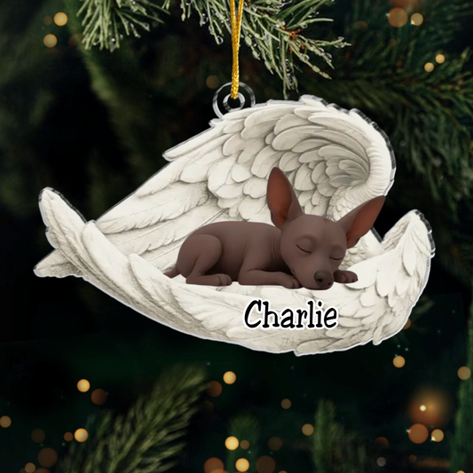 Custom Mexican Hairless Dog Angel Ornament – Personalized Sleeping Dog Christmas Gift for Dog Lovers, Pet Memorial Tree Decoration Ornament