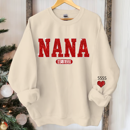 Glitter Custom Name Nana Mimi Grandma Est And Kids Sweatshirt