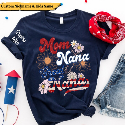 America Nana Floral Mom Nana Great Nana CTH01 T-Shirt