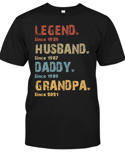 Personalized Papa Shirt Legend Husband Dad Grandpa Custom Grandpa Papa Dad Pops Shirt Father's Day Shirt T-Shirt