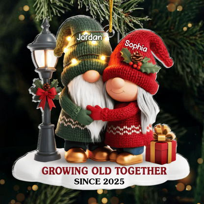 Custom Gnome Acrylic Ornament – Personalized Anniversary & Wedding Keepsake, Meaningful Christmas Gift for Husband & Wife, Our Story Continues Ornament