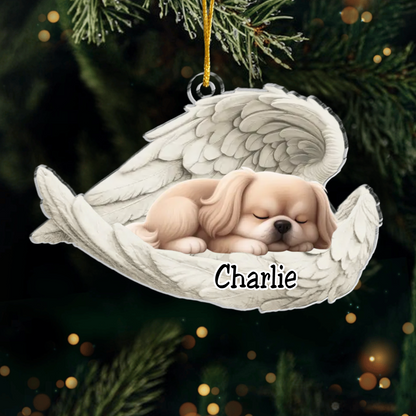 Custom Pekingese Angel Ornament – Personalized Sleeping Dog Christmas Gift for Dog Lovers, Pet Memorial Tree Decoration Ornament