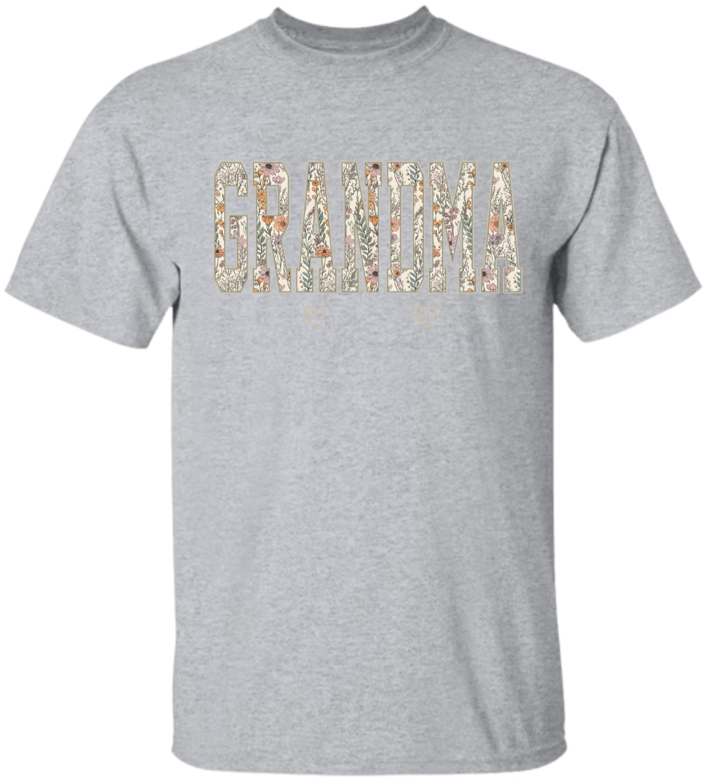 Comfort Colors® Personalized Grandma T-Shirt with Kids Names – Wildflower Letters Gift for Nana, Gigi, Mimi