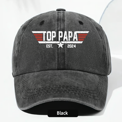 Personalized Gift Top Papa, Grandpa's Birthday, Father's Day Gift Trend, Personalized Custom Vintage Washed Denim Cap