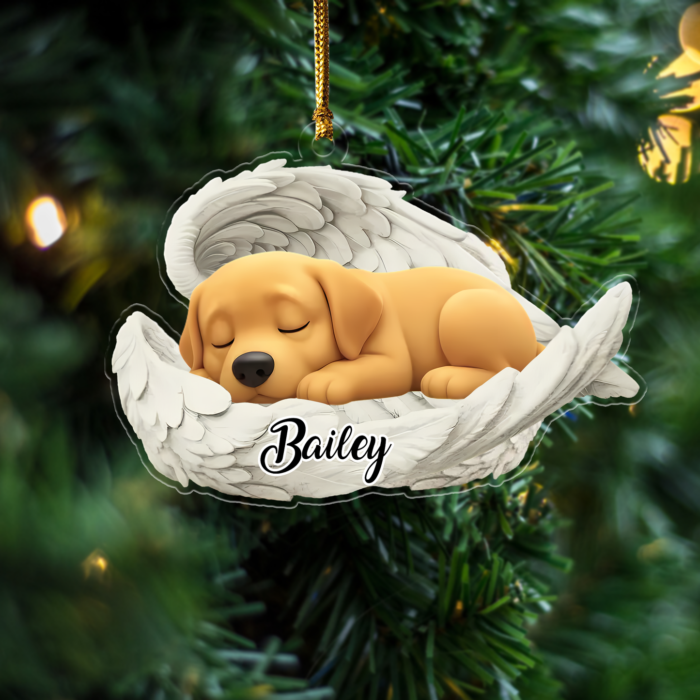 Custom Labrador Retriever Angel Ornament – Personalized Sleeping Dog Christmas Gift for Dog Lovers, Pet Memorial Tree Decoration Ornament