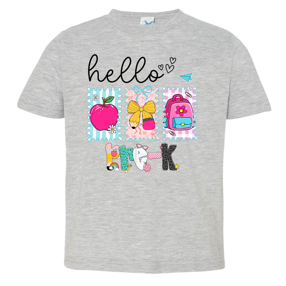 Preppy Back to School Hello Kindergarten Pre-K 1st 2d 3d 4th 5th Grades