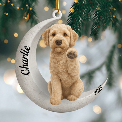 Custom Labradoodle On The Moon Ornament 2025, Custom Double-Sided Acrylic Decoration, Unique Christmas Gift For Dog Lovers Ornament