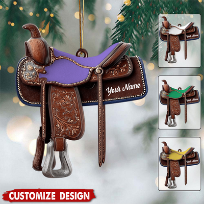 Personalized Western Horse Saddle Ornament – Custom Christmas Gift for Cowboy, Cowgirl, Rodeo Riders, Horse Lovers Ornament