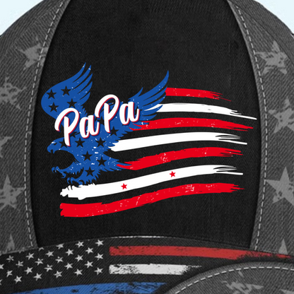 Papa with Grandkids Names 4th Of July Gift 3D Cap