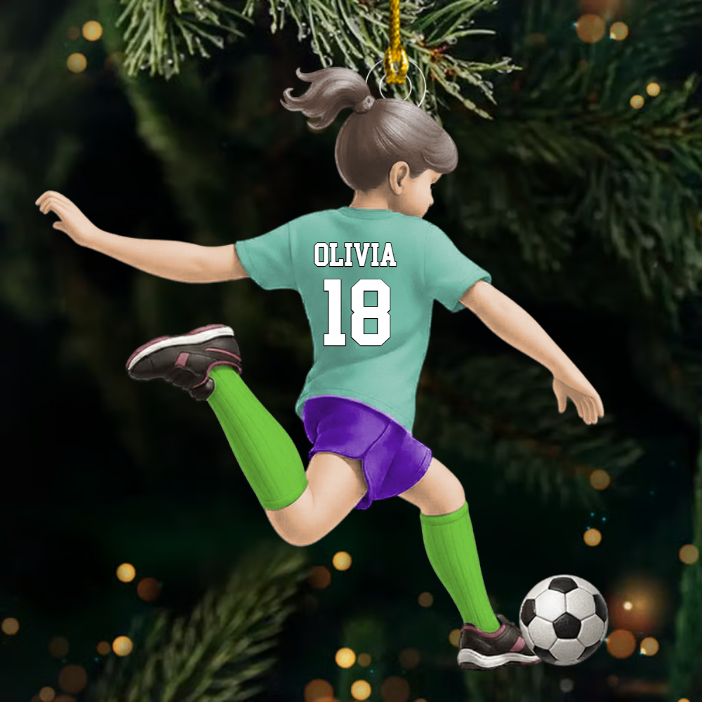 Custom Kids Soccer Player Ornament – Personalized Acrylic Design, Unique Christmas Tree Decoration for Boys and Girls Ornament